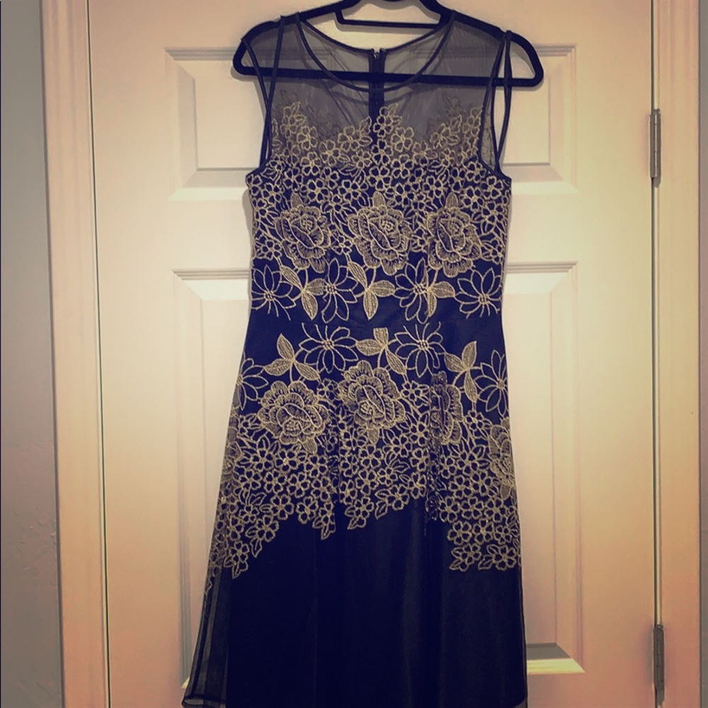 Black dress with gold accents